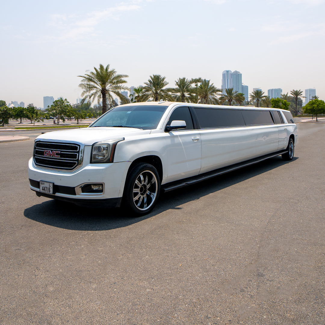 GMC VIP stretch limousine with chauffeur in Dubai